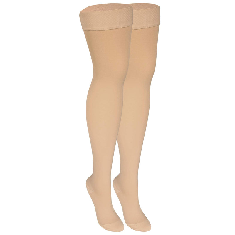NuVein Medical Compression Stockings, 20-30 mmHg Support, Women & Men Thigh Length Hose, Closed Toe, Beige, Medium Medium (1 Pair) - NewNest Australia
