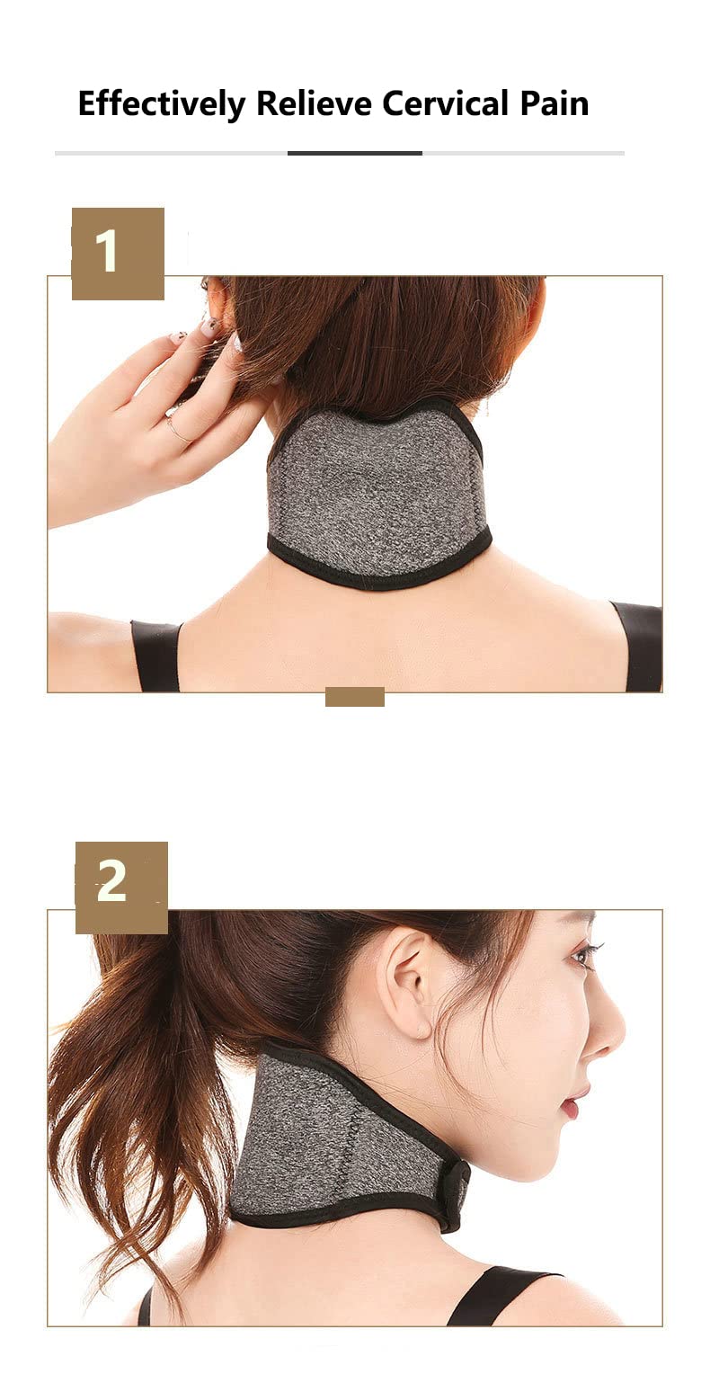 Qchomee Self Heating Neck Brace Support Magnets Neck Wrap Treating Neck Injury Medical Grade Cervical Collar Strap Soft Adjustable Neck Brace Support for Stiff Neck Grey - NewNest Australia