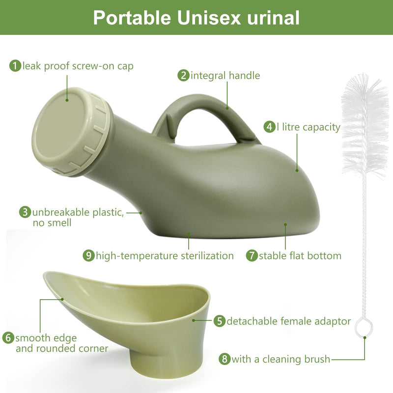 Urine Bottle Spill Proof Unisex: Portable Women Mens Urinals Screw Top Lid Pee Female Funnel Urine Bottles Container Plastic Bed Pan Car Travel Toilet 1000ml Adult Kids Potty Night Wee Pot WC for Male - NewNest Australia