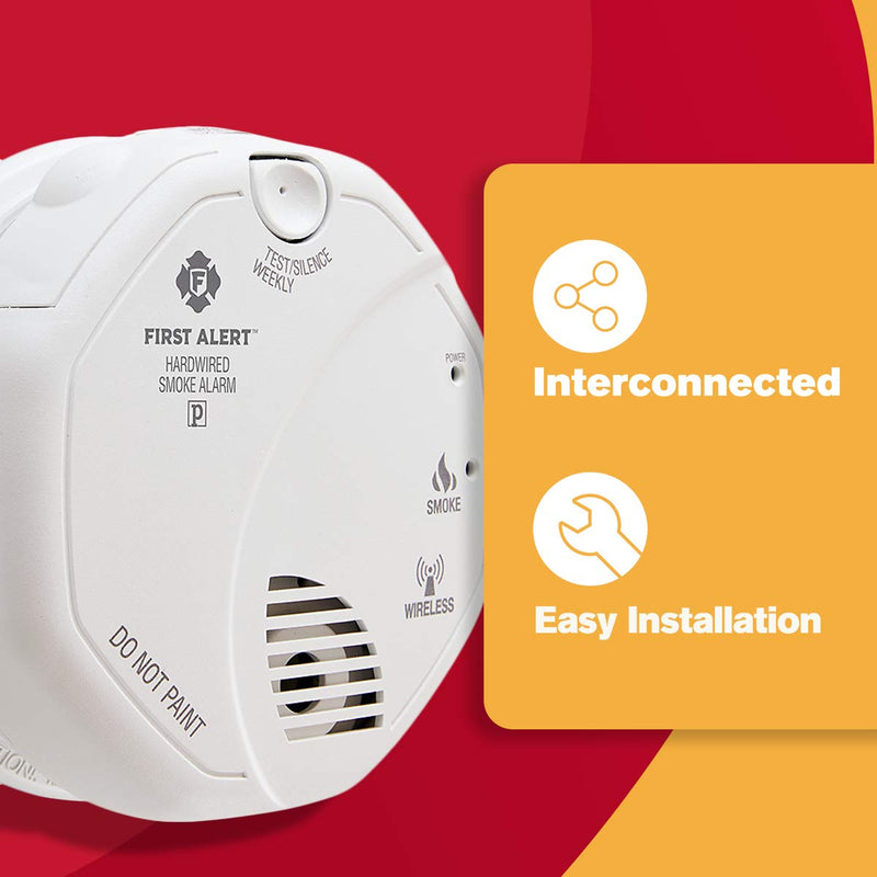 FIRST ALERT Hardwired Wireless Smoke Alarm with Photoelectric Sensor and Battery Backup, SA521CN-3ST - NewNest Australia