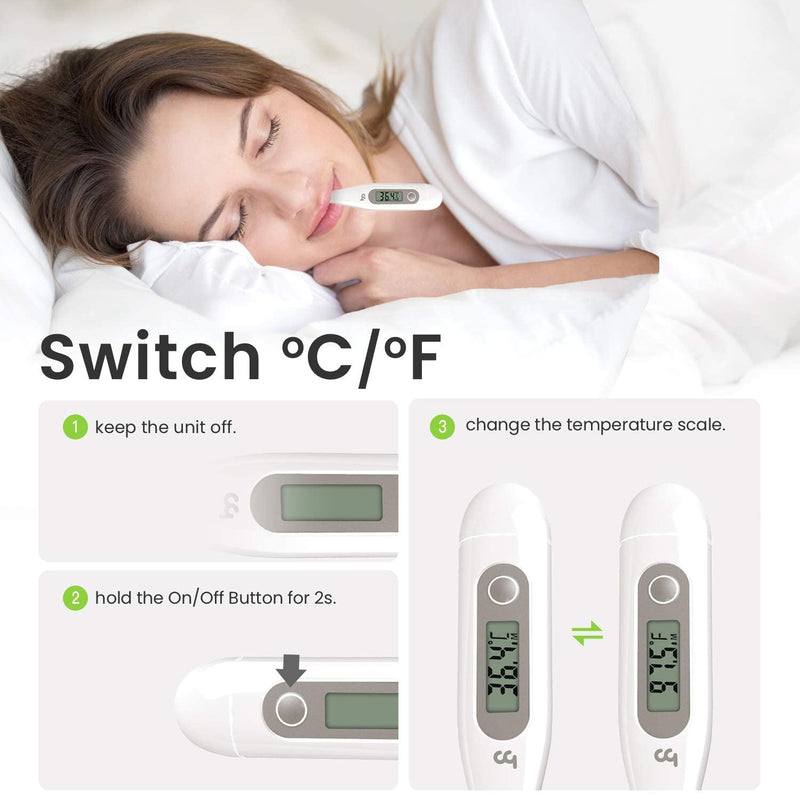 Digital fever thermometer, accurate and fast readings, waterproof probe, rectal, oral, armpit thermometer fever thermometer for baby children adults, grey - NewNest Australia