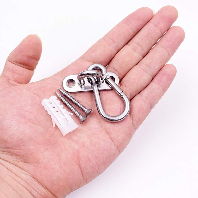 NewNest Australia - VANFLY 10 Pcs Stainless Steel 1.8 inch Pad Eye Plate U Hooks + 10pcs Stainless Steel Snap Hook, Marine Hardware Staple Hook Loop with Screws, Plastic Expansion Pipe 