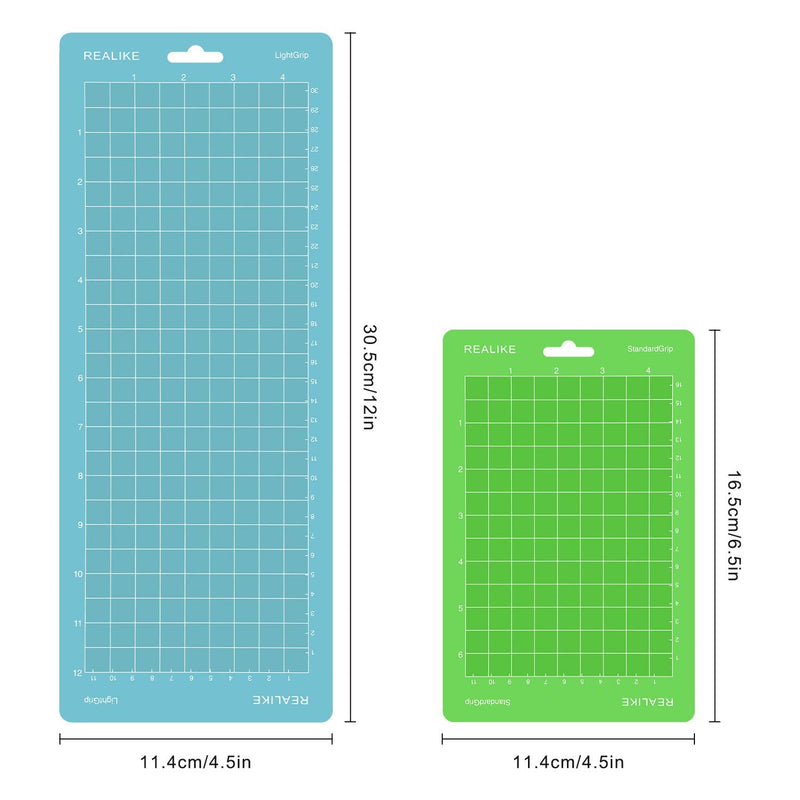 REALIKE Cutting Mat for Cricut Joy 4.5” X12” 4.5”X6.5” ( StandardGrip, LightGrip, StrongGrip 6 Mats ), Variety Adhesive Cutting mats for Cricut Joy Accessories Variety-1 for cricut joy (6 pack) 4.5"X12"+4.5"X6.5"-VarietyGrip - NewNest Australia