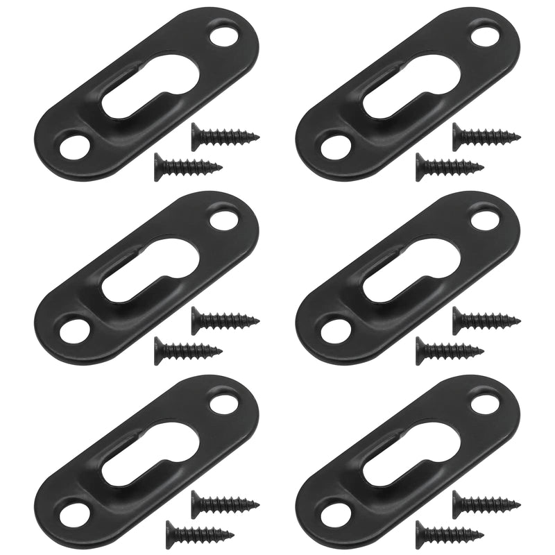 Litoexpe 30 Pcs Single Keyhole Hangers Hanging Plate with 60 Pcs Screws, 43mm x 16mm Metal Keyhole Hanging Fasteners Brackets for Frame Mirror Picture (Black) Black 30Pcs - NewNest Australia