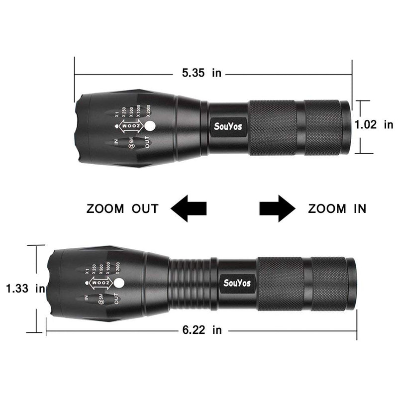 TC1200 Tactical Flashlight with 2000 Lumen XML-T6 LED,Zoomable 5 Light Modes As Seen on TV Flashlights for Hurricane,Camping,Hiking,Emergency, 4 Pack 4 Pack Flashlight - NewNest Australia