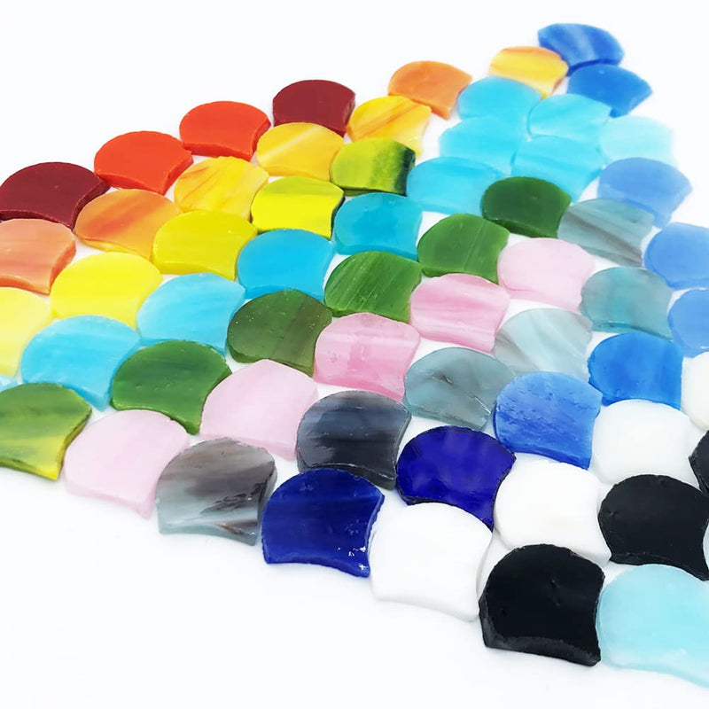 LITMIND 160 Pieces Precut Fan-Shaped Petal Mosaic Tiles, Glass Craft Flower Leaves Stained Glass Supplies, Garden Glass Mosaic Making Supplies for DIY Crafts, Stained Glass Kits - NewNest Australia
