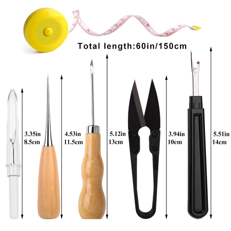 Leather Sewing Upholstery Repair Kit with Sewing Awl, Seam Ripper, Leather Hand Sewing Stitching Needles, Sewing Thread, Leather Craft Tool Kit for Beginners and Professionals Leather Craft DIY - NewNest Australia