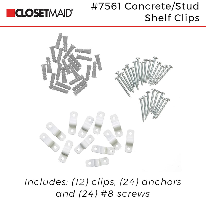 ClosetMaid 7561 Shelf Clips for Concrete Installation, 12-Pack , White - NewNest Australia