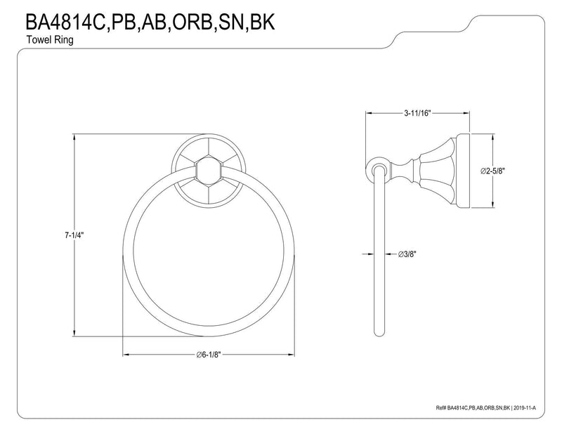 Kingston Brass BA4814C Metropolitan Towel Ring, Polished Chrome,6 Inch - NewNest Australia