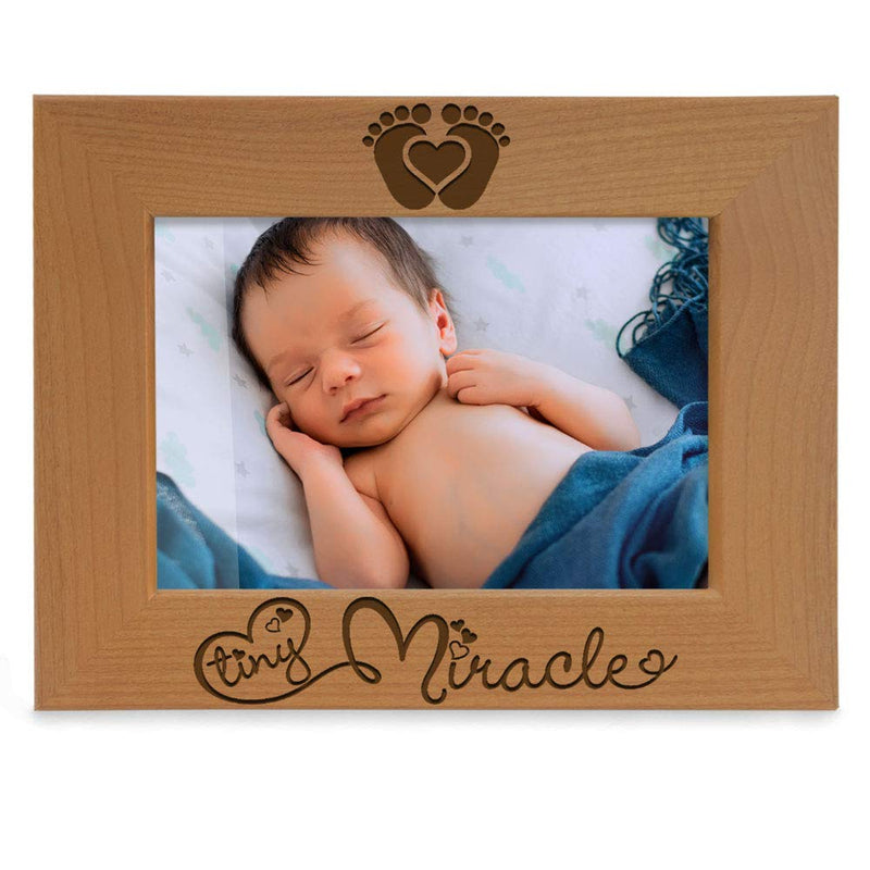 KATE POSH - Tiny Miracle Engraved Natural Wood Picture Frame, New Baby, New Dad & Mom, Parents Gifts, Ultrasound, Sonogram, Baby Gift, Pregnancy Gift, Baby Announcement Photo Frame - NewNest Australia