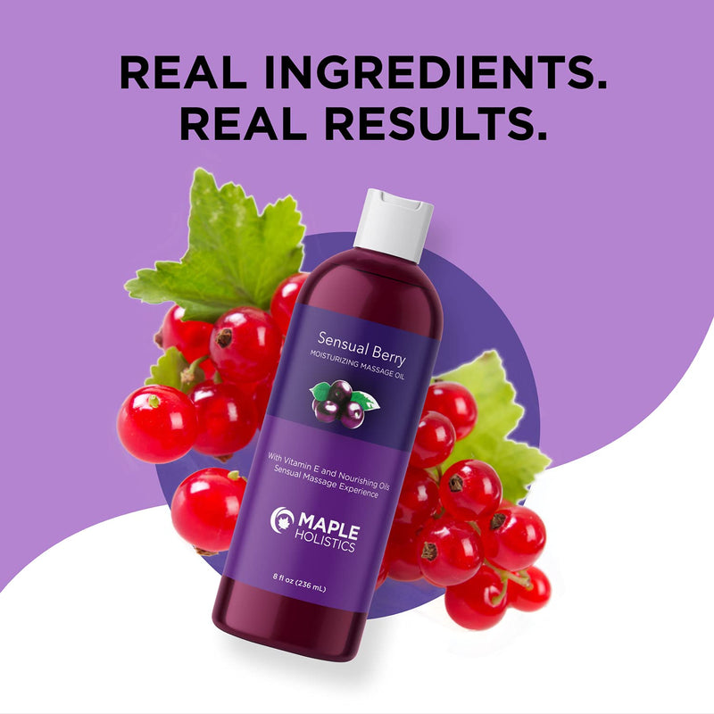 Berry Scented Sensual Massage Oil - Alluring Couples Massage Oil and Moisturizing Body Oil for Men and Women for Full Body Massage - Aromatic Oils with Pure Jojoba Oil Coconut and Sweet Almond Oil Sensual Berry - NewNest Australia