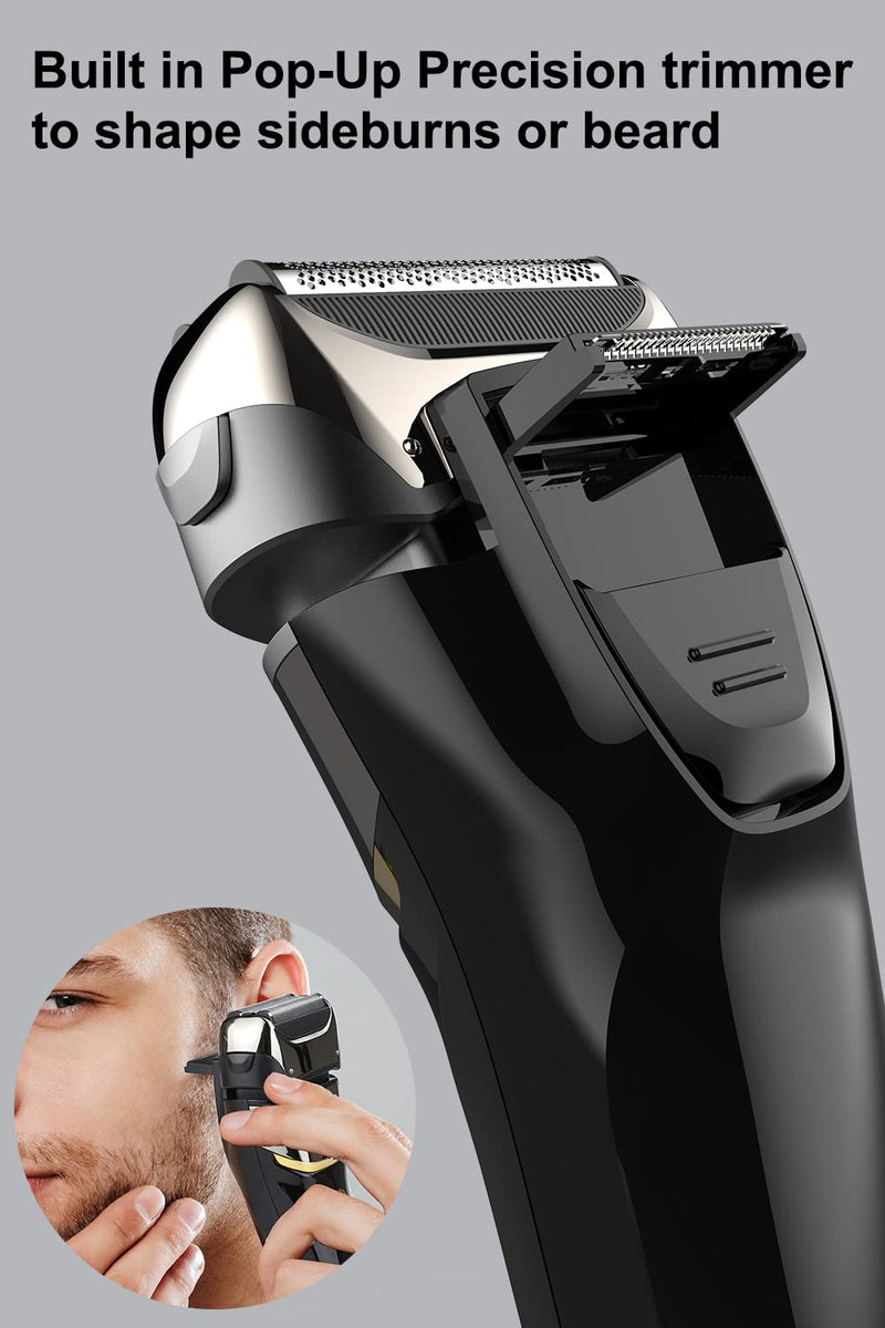 Men'S Electric Razor With 3 Flexible Blades & Travel Case, Electric Shaver With Precision Trimmer, Wet/Dry Shaver, 99 Minutes Running Time, Led Display, Gifts For Men - NewNest Australia