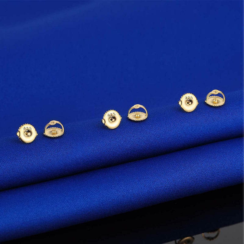 14k Gold Screw Earring Backs Replacements,925 Stering Silver Threaded Screw On Earring Backs for Diamond Studs,Hypoallergenic Earring Screwbacks Fit Post Sizes 0032"（3pair/6pcs） Gold 3 Pairs - NewNest Australia