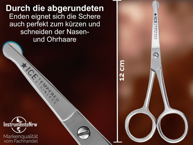 Beard scissors - nose hair scissors - ear hair scissors - 12 cm - curved cutting surface - STAINLESS STEEL - NewNest Australia