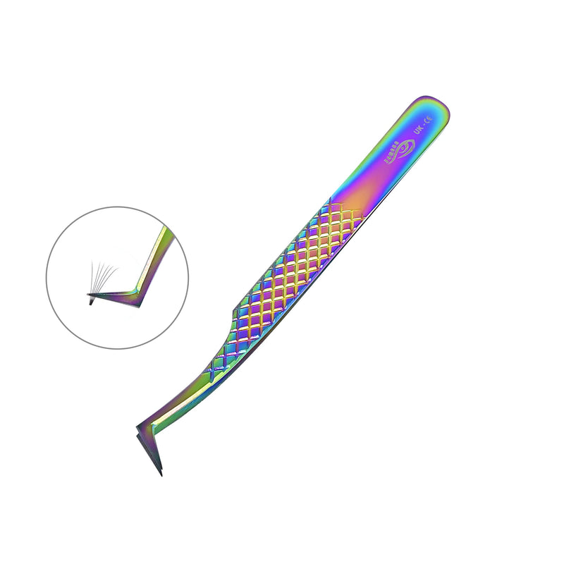 ZAMAHA UK Lash Eyelash Extension Tweezers Set of 5, Japanese Stainless Steel Tools Straight Curved 45 90 Degree Angled Tip, Volume Tweezers Precision (Rainbow Multi) - NewNest Australia