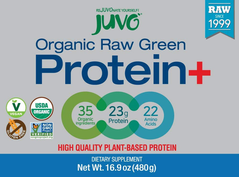 Juvo Raw Green Protein Organic, Vegan, Gluten Free, Non-GMO, Kosher, No Stevia, 23g of Protein, Complete Amino Acid Profile, 16.9 Ounce - NewNest Australia