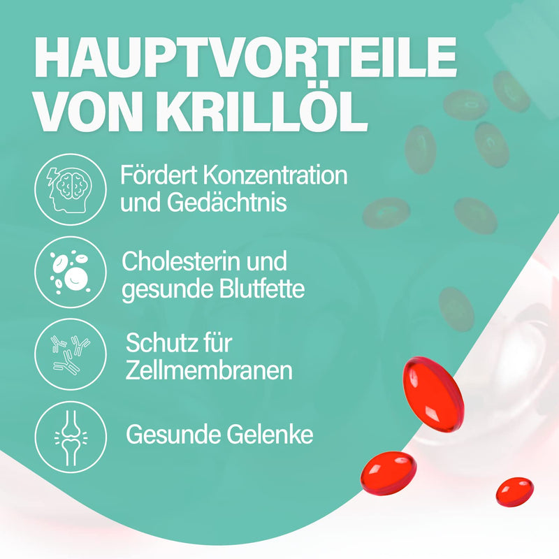 NKO Krill Oil Capsules Omega 3 Krill High Dose - High Bioavailability with Astaxanthin, Antioxidants & Vitamin E - 60 pieces 500mg per capsule - NewNest Australia