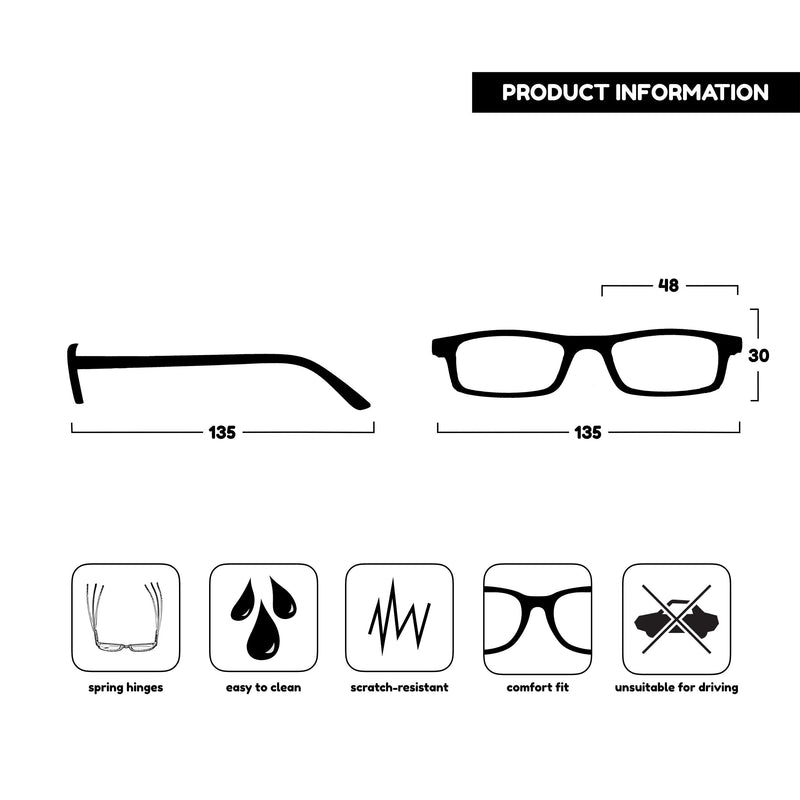 The Reading Glasses Company The Reading Glasses Company Reader Value Pack of 4 Men Women Spring Hinges Black Black Matte Gray Black Matte Navy Blue +1.50 Diopter Single - NewNest Australia