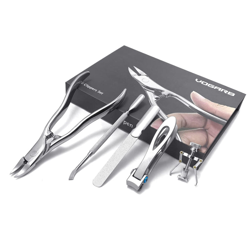 VOGARB Nail Clippers Set For Thick/Ingrown Nails Toenail 5pcs in 1 Large Long Handle Trimmer Wide Opening Cutter Heavy Duty Professional Podiatrist Pedicure Tool For Adult Seniors(JCDK5PS) Jcdk5ps - NewNest Australia
