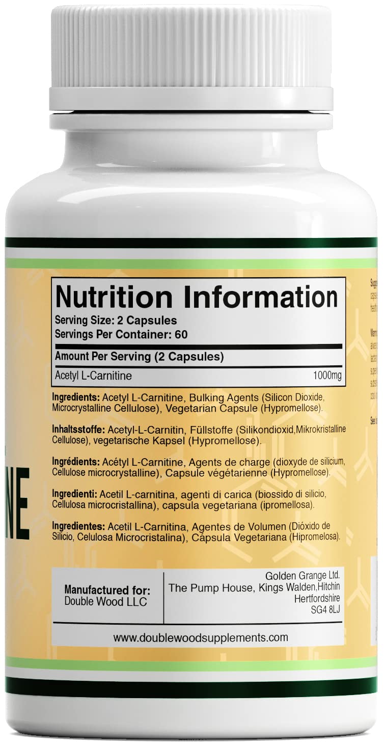 DW L Carnitine Capsules | 120 high-dose acetyl L carnitine – 1000mg L-carnitine per serving | GMO and gluten free L-Carnitine | Made in Britain - NewNest Australia