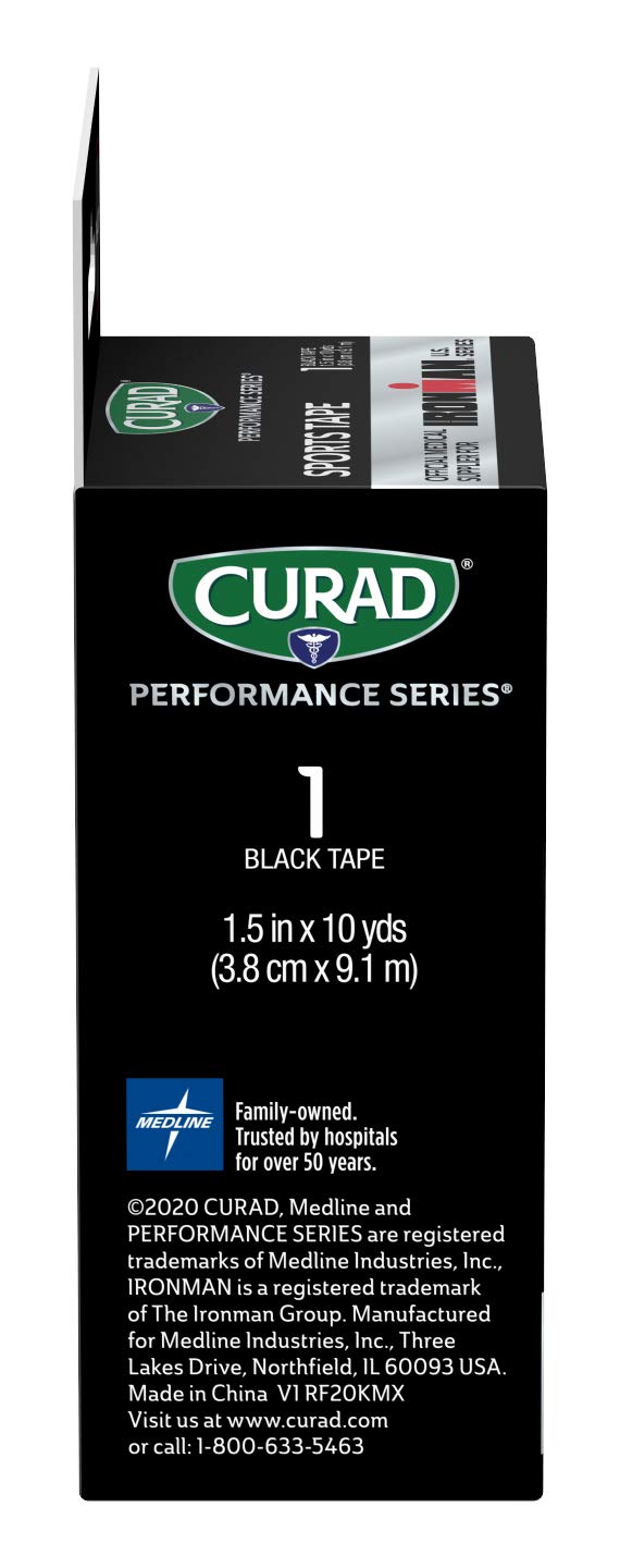 CURAD Performance Series Ironman Sports Tape, Black with Red, 1.5" x 10yds - NewNest Australia