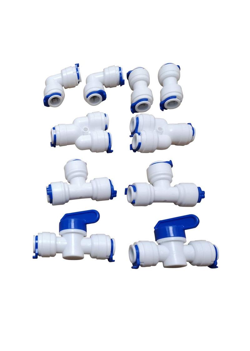 GREDIA 3/8" inch Quick Connect Water Purifiers Tube Fittings for RO Water Reverse Osmosis System (Ball Valve+L+Y+I+T Type) + PVC Pipe Tube Hose Cutter + 5 Meters/16 Feet Tubing Pipe (White) 3/8" 5 meter - NewNest Australia