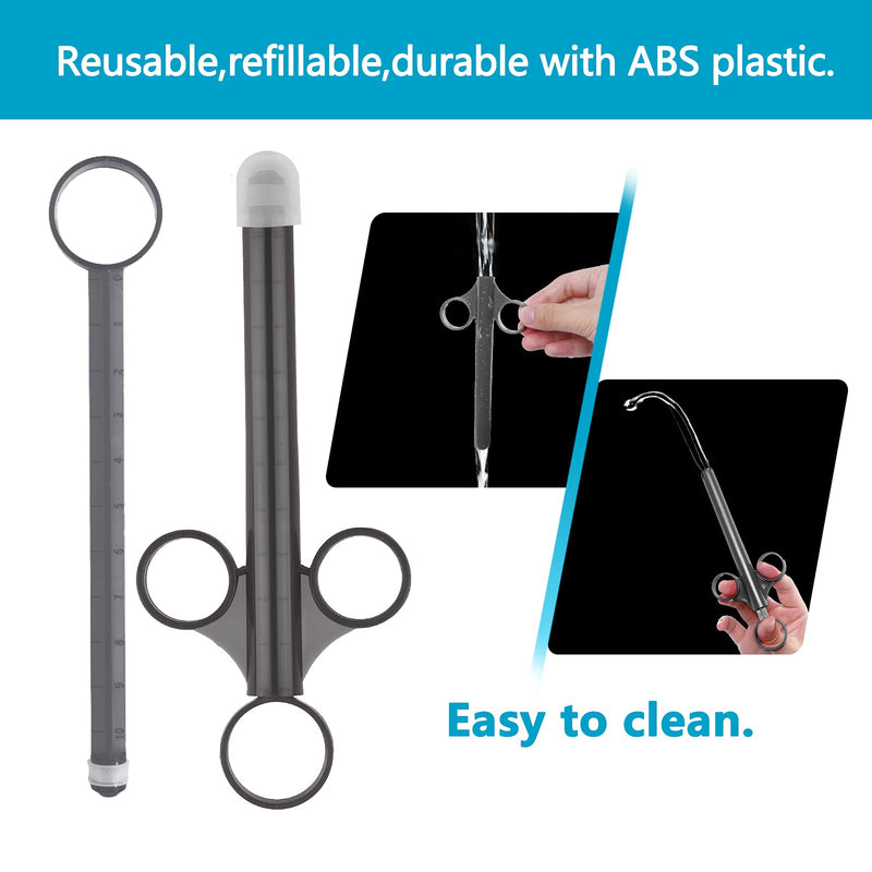 ANGCURE Lube Applicator Syringes, Lubricant Tube Shooter with Smooth Rounded Cap for Men, Women & Couples, Reusable, Easy Use & Clean [10ml Scales][Gray & Gray] - NewNest Australia