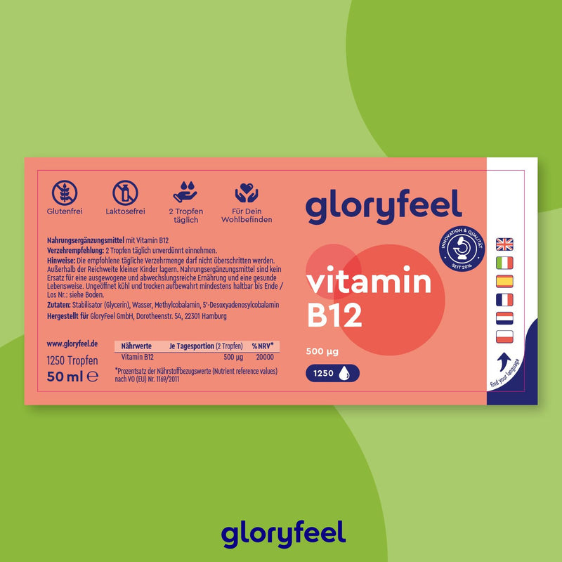 Vitamin B12-500 µg - 1250 drops (50ml) high dose - Both active forms methyl & adenosylcobalamin - Alcohol-free & vegan - Highly bioavailable Laboratory tested without additives Made in Germany - NewNest Australia