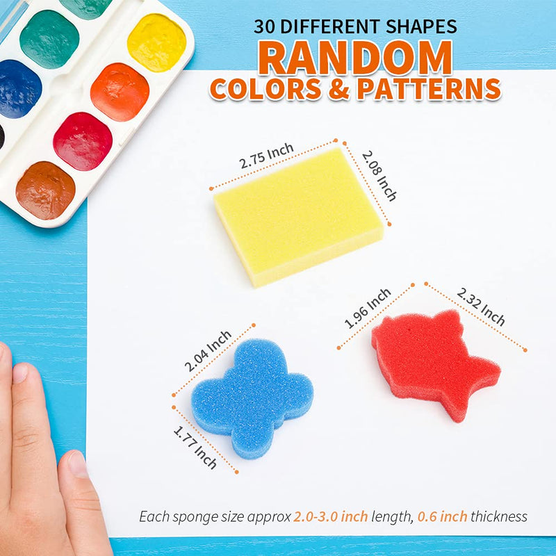 LEOBRO 30pcs Sponge Painting Shapes Painting Craft Sponge for Toddlers Assorted Pattern Early Learning Sponge for Kids Shipping by FBA - NewNest Australia