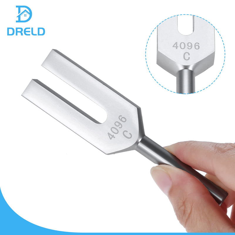 Dreld 4096 Hz Standard Tuning Fork Aluminum Tuning Fork Chakra Tuning Fork with Wooden Hammer and Bag Cloth for Sound Therapy Musical Instrument Healer Vibration (Silver) C4096HZ - NewNest Australia