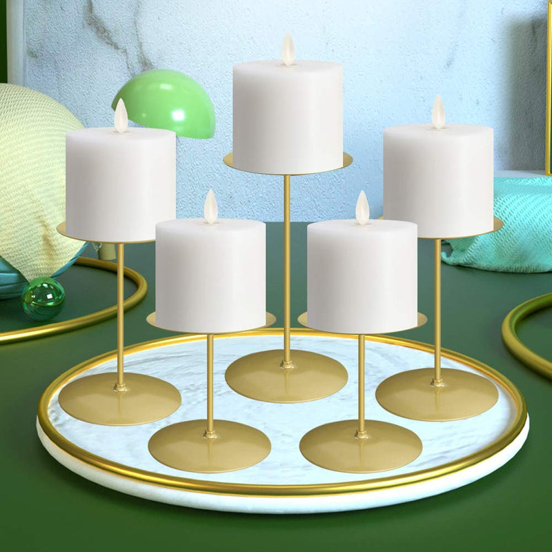 NewNest Australia - smtyle Candle Holder Wax Centerpiece Set of 5 Plate for Table or Floor with Gold Iron 