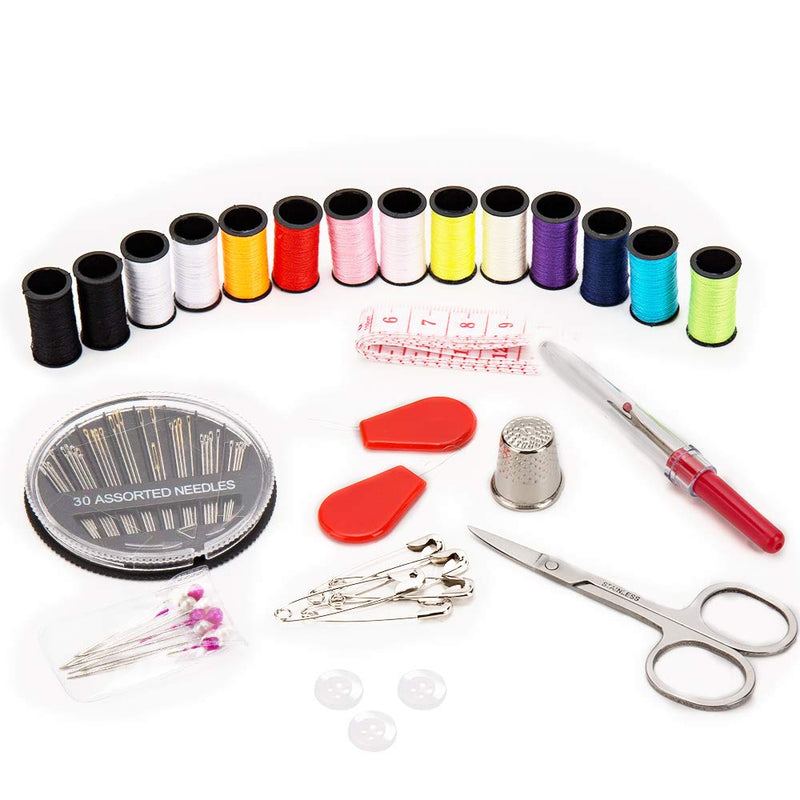 Sewing Kit, OKOM 76Pcs Adult, Kids, Travel,Beginners,Starter ,Emergency, Repair,Mini Small Basic Fine Sewing Set Supplies ,Contains Thread,Needle,Button,Thimbles,Threaders,Mushroom etc Products -Gift S - NewNest Australia