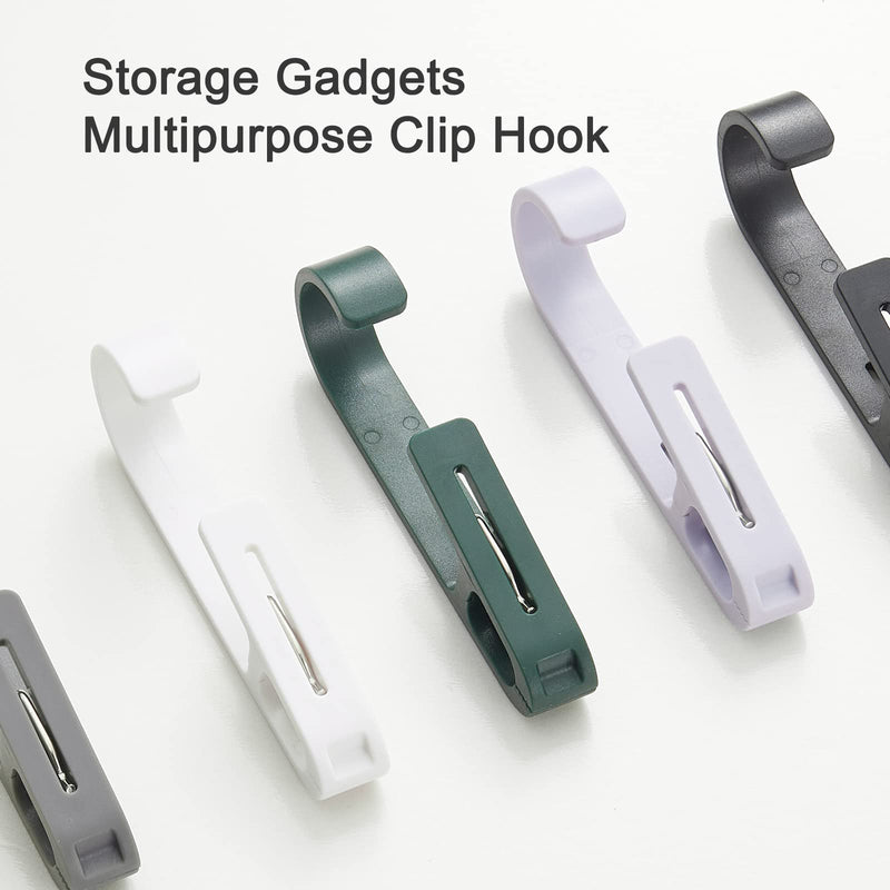 KooNiosio Multipurpose Hook Clips, 8 Pcs Clothes Pins, Strong Large Plastic Clothes Clip Hanger, S Hooks for Shower Curtain - NewNest Australia