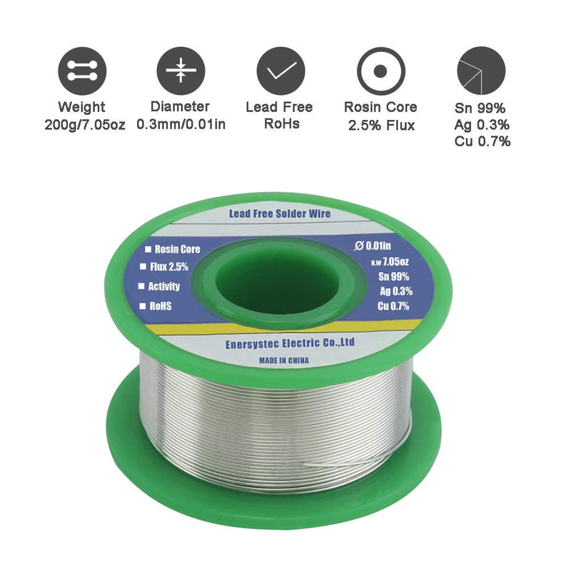 Extra Thin Solder Wire Thin Gauge Solder Rosin Flux Core Tiny Solder Electronics Soldering Fine Solder Lead Free Electrical Soldering 0.01in 0.3mm 7.05oz 200g Sn99 Ag0.3 Cu0.7 - NewNest Australia