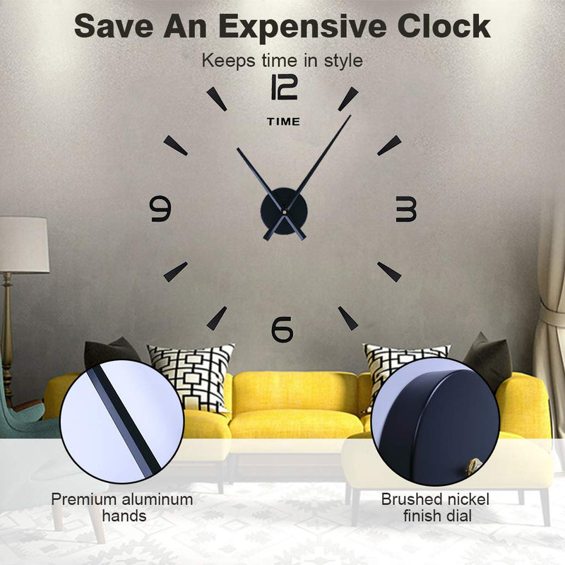 EMOON 2 Pair Hands 3D Clock Movement DIY Large Wall Clock Quartz Clock Mechanism for Home Art Decor (Black) (Black-Gold) Black-gold - NewNest Australia