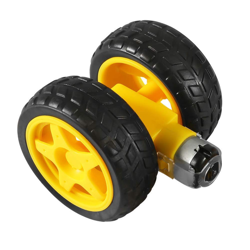 2pcs DC Electric Motor 3-6V Dual Shaft Geared TT Magnetic Gearbox Engine with 2Pcs Plastic Car Tire Wheel, Mini Φ67mm Smart RC Car Robot Tyres Model Gear Parts - NewNest Australia