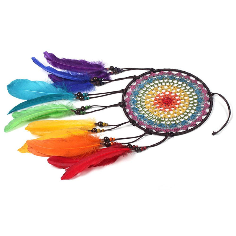 NewNest Australia - Guojanfon Dream Catchers, Rainbow Feather Decor Wall Decor for Kids Boys Girls Bedroom - 7.8" Dia - 23.6" Length (No. 03) No. 03 