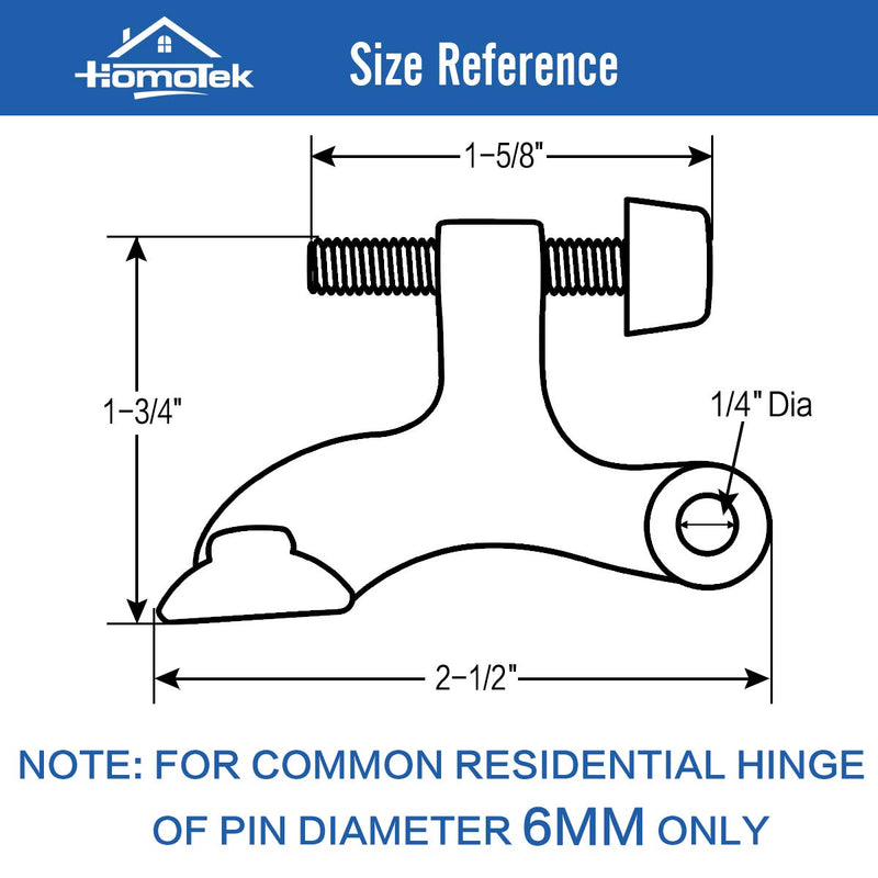 HOMOTEK 2 Pack Hinge Pin White Door Stopper,Adjustable Deluxe Heavy Duty Door Stopper 2-1/2"x1-3/4”,with White Rubber Bumper Tips White 2pack - NewNest Australia