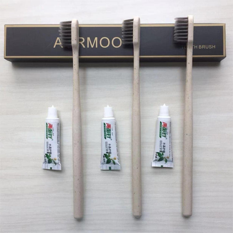 Disposable Toothbrushes, Manual Toothbrush, 20 Set Of Sustainable & Disposable Toothbrushes With Toothpaste Set, Biodegradable, Vegan & Bpa Free, Individually Packaged, Round Toothbrush Handle. 20/R - NewNest Australia
