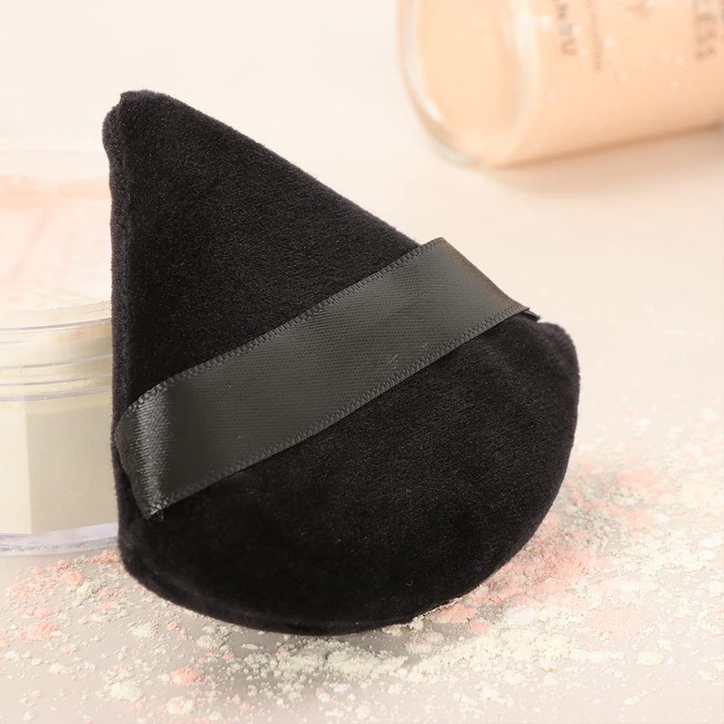 Ocim 4 Pack Triangle Powder Puffs for Face Powder,Soft Velour Makeup Setting Powder Puff with Case,Black S-4Pack Black - NewNest Australia