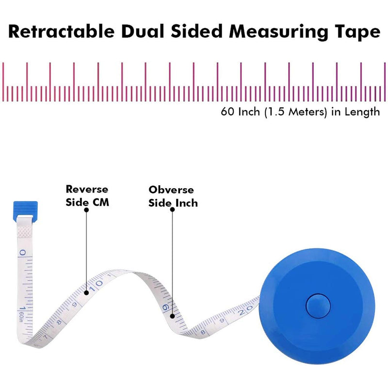 WINTAPE 2PCS Measuring Tape for Body,Soft Tape Measure for Body Sewing Fabric Tailor Cloth Craft Measurement Tape，60 Inch/1.5M Pink Retractable Dual Sided Measure Tape Set (Blue+Yellow) Blue+Yellow - NewNest Australia