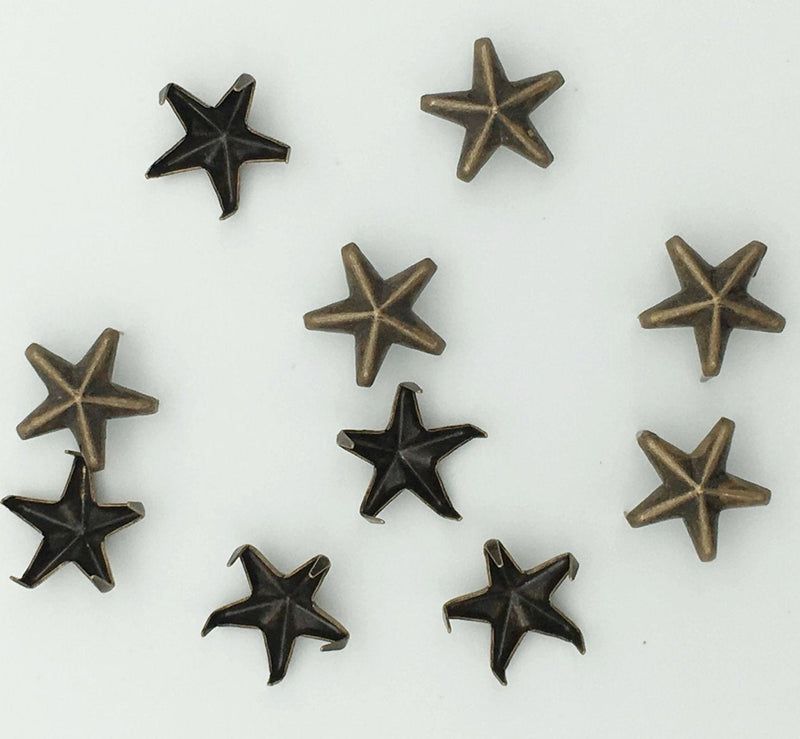 100pcs 10mm Star DIY Leathercraft Metal Punk Studs Rivet Spikes Nailheads (Bronze) Bronze - NewNest Australia