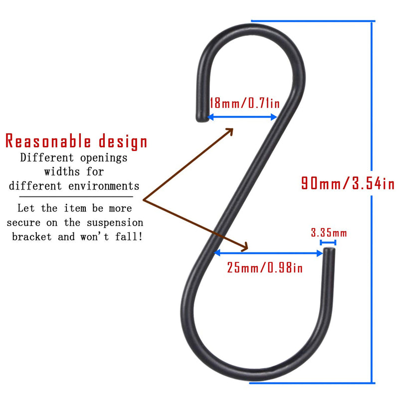 NewNest Australia - 30 Pack Black S Hooks,Heavy Duty Metal Hooks Can Withstand up to 65 pounds.for Kitchen,Office,Garden or Outdoor Activities 