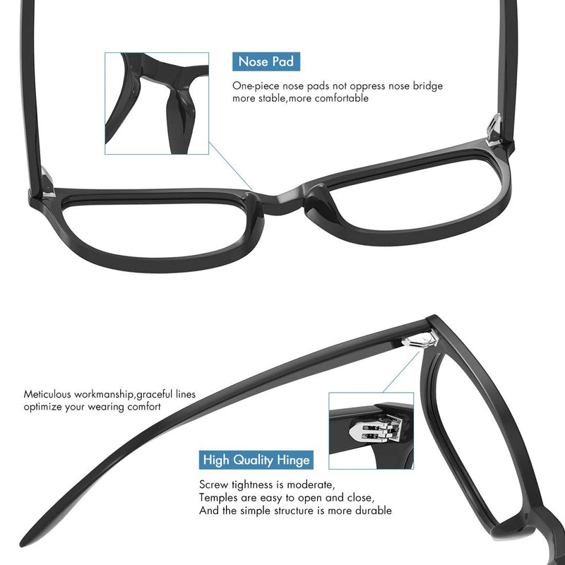 MEETSUN Blue Light Blocking Glasses, Anti Eye Strain Headache (Sleep Better),Computer Glasses UV400 Transparent Lens 2 Pack Black +Leopard Lens 53 Millimeters - NewNest Australia