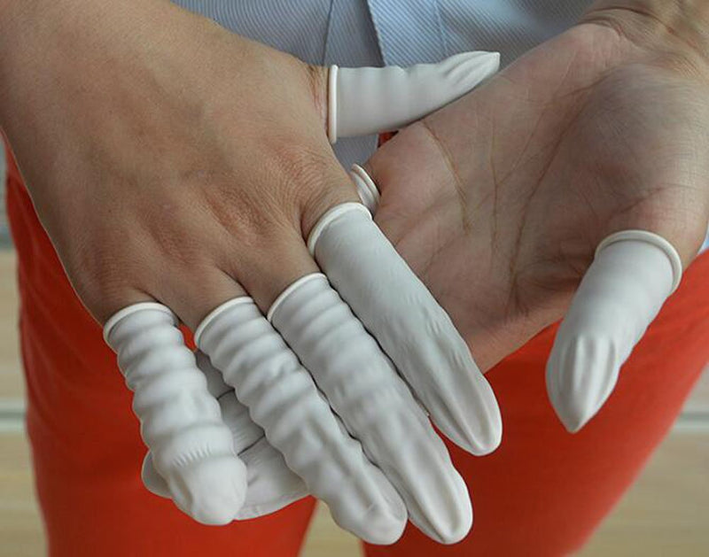 Nicedmm 200 Pcs Disposable Latex White Finger Cots - Tattoo Beauty Nail Anti-Static Finger Protector - NewNest Australia