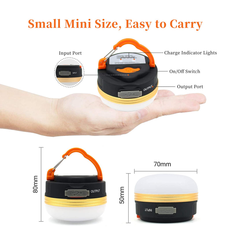 Hathdia 2 Pack Camping Lantern Rechargeable, Small Portable Tent Lights, 3 Light Modes, Hook & Magnet Base,Emergency Power Bank for Camping Hiking Backpacking - NewNest Australia