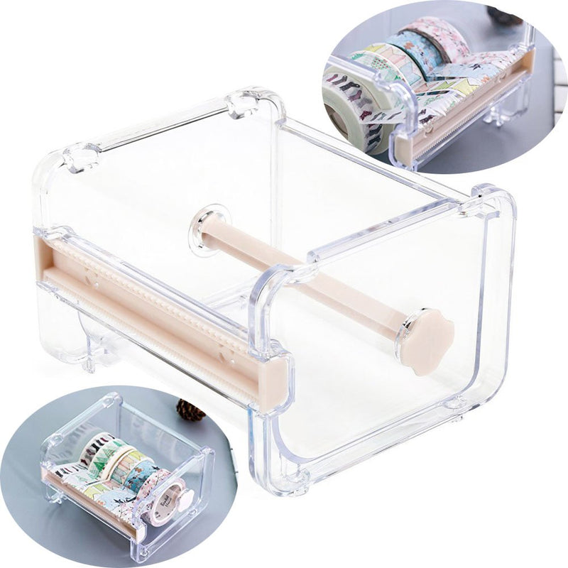 2pcs HomDSim Washi Tape Dispenser Cutter,Roll Tape Holder Organizer,Masking Tape Desktop Tape DIY Sticker Roll Tape Cutter Holder Storage,Washi Tape Box Beige - NewNest Australia
