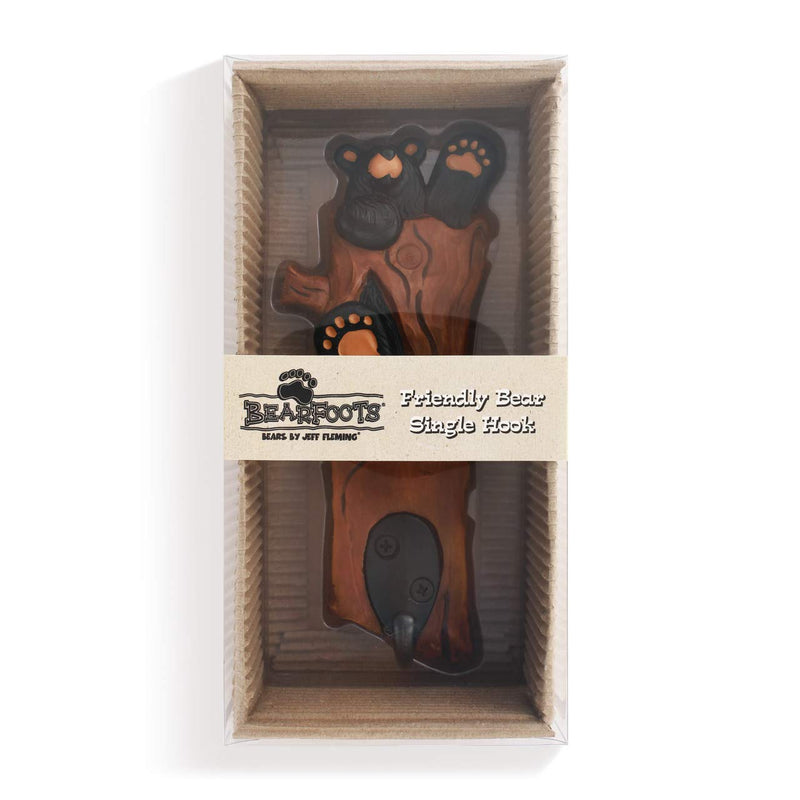 NewNest Australia - DEMDACO Friendly Bear Natural Brown 7 x 3 Hand Cast Resin Stone Single Utility Hook 