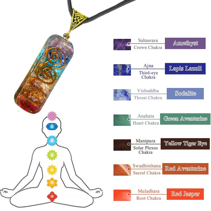 WULILONG 7 Chakra Healing Crystal Natural Gemstone Rainbow Crystals Orgone Energy Generator Protection Amulet Pendant Necklace for Women Men - NewNest Australia