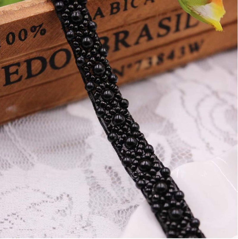 FQTANJU Elegant Wedding Black Rhinestone Applique with Pearls 2yards Crystal Beaded Applique Party and Other Formal Occasions. - NewNest Australia